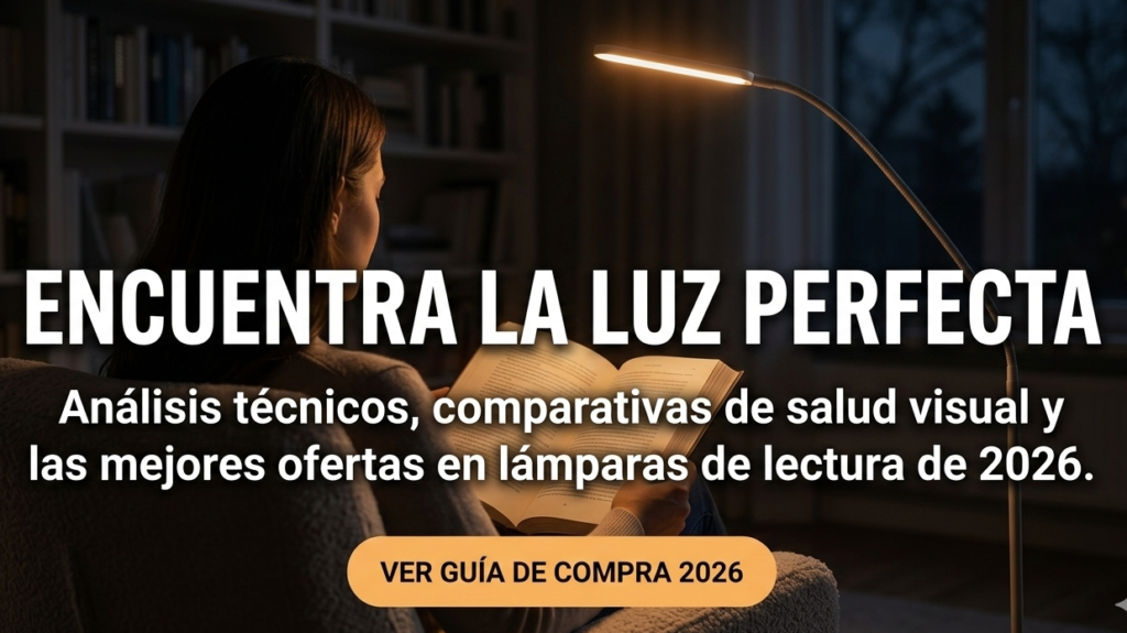 Mujer leyendo un libro con luz focalizada de alta calidad, garantizando salud visual y confort lumínico