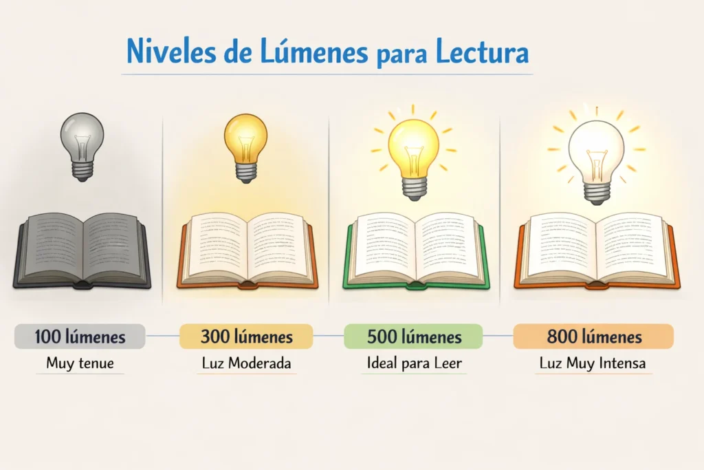 niveles de lúmenes para leer